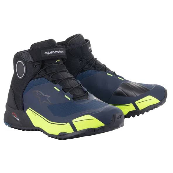 Bota Alpinestars CRX Drystar Preto/Azul Escuro/Amarelo Fluor